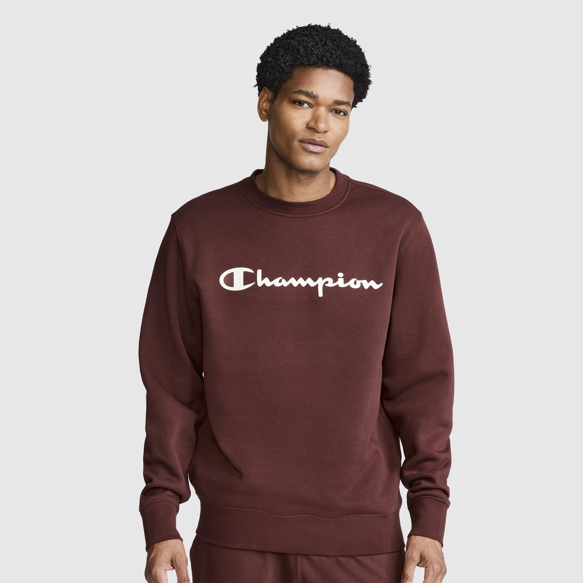 Powerblend Crewneck Sweatshirt. Classic Script Logo
