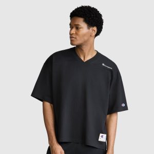Short Sleeve Boxy T-Shirt. Embroidered Script Logo