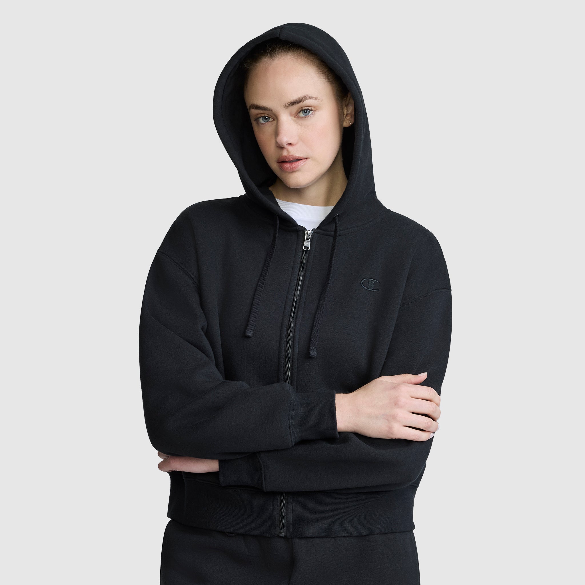 Cropped Zip-Up Hoodie - Image 2